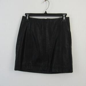 Free People Size 2 Faux Leather Black Mini Skirt A Line Basic Neutral Sexy